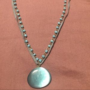 Boho Turquoise Bead and and Rope Necklace